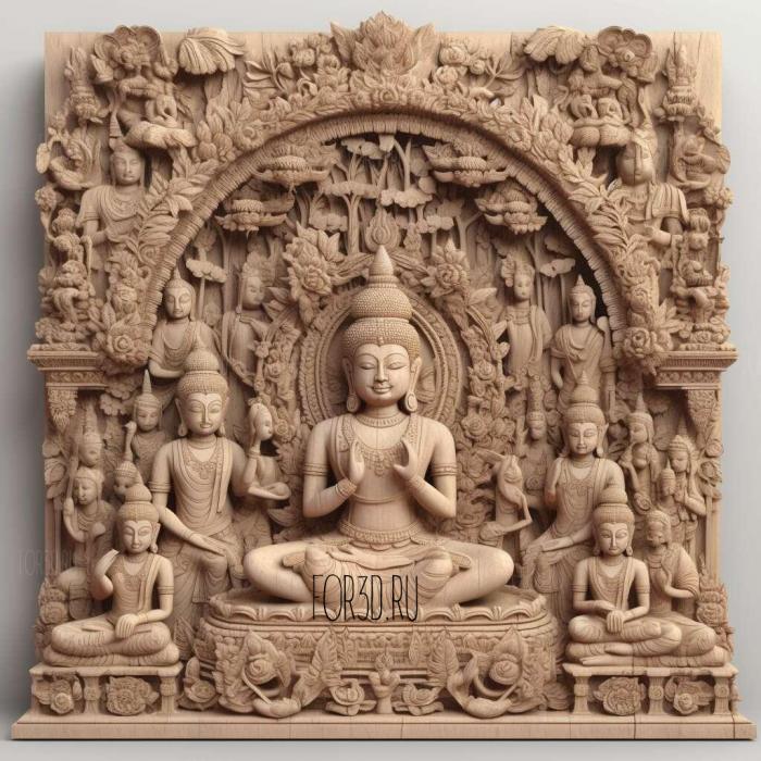 Bodh Gaya Buddhist 3 stl model for CNC