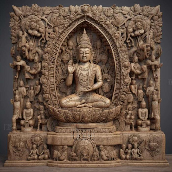 stl Bodh Gaya Buddhist 4 stl model for CNC