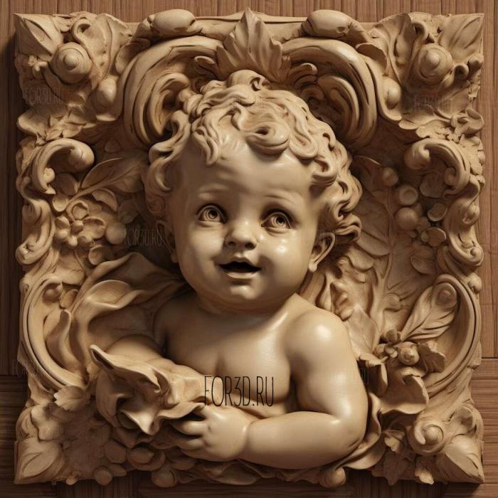 stl Baroque Putto 1 stl model for CNC