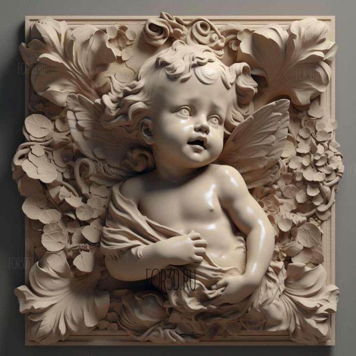 stl Baroque Putto 3 stl model for CNC