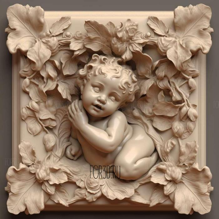 stl Baroque Putto 4 stl model for CNC