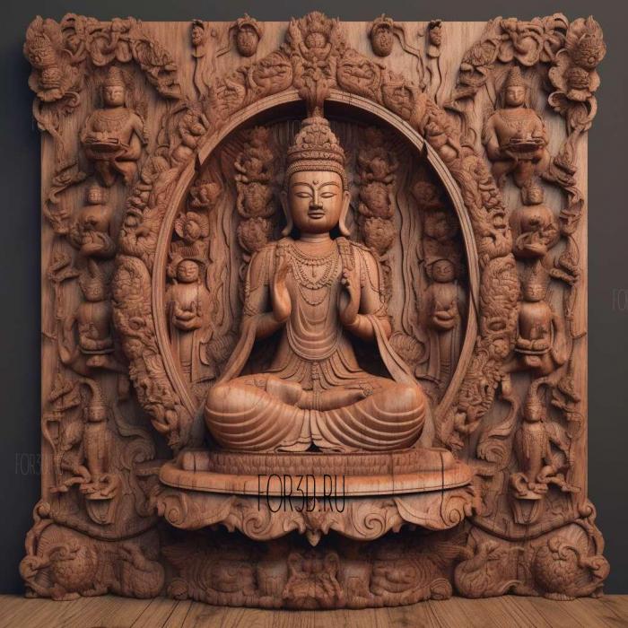 stl Amitabha Amitayus Buddhist 4 stl model for CNC