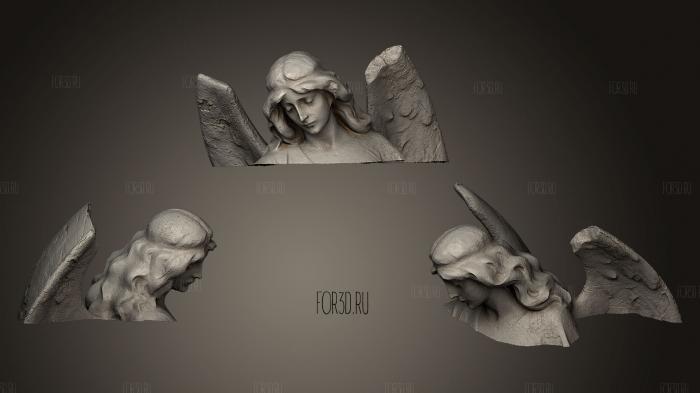 Кладбищенская скульптура голова и крылья 3d stl модель для ЧПУ