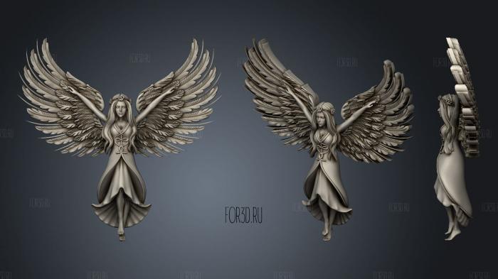 An angel with open wings stl model for CNC