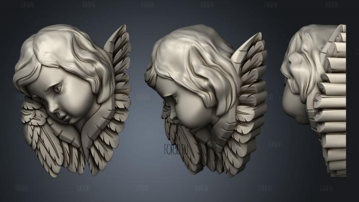 Angel head with small wings stl model for CNC