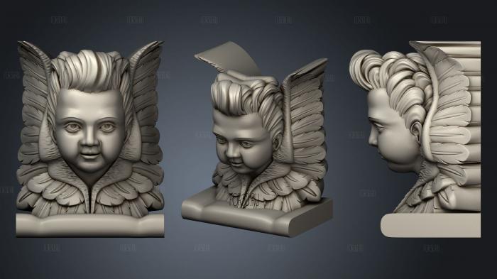 Faces of angels on capitals stl model for CNC