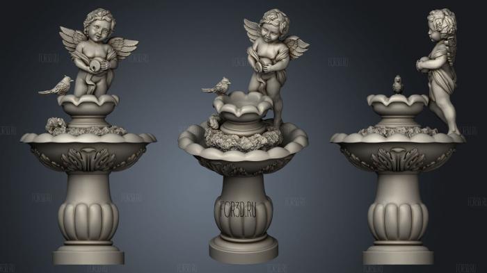 Fountain with an angel stl model for CNC