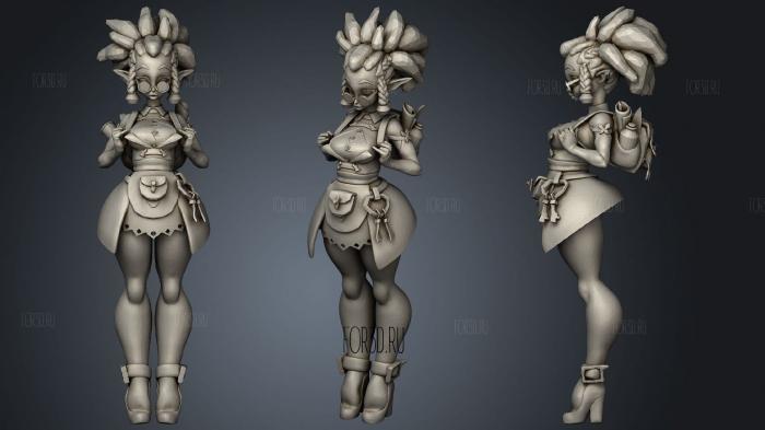   girl with backpack sculpt stl model for CNC