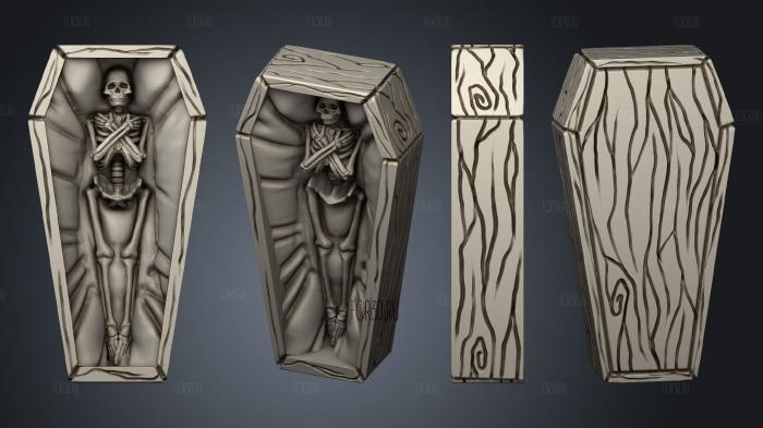 spirit wooden coffin with corpse bottom stl model for CNC