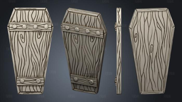 spirit wooden coffin with corpse top stl model for CNC
