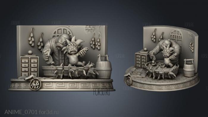 Goku and Grandpa Gohan Nueva carpeta barril stl model for CNC