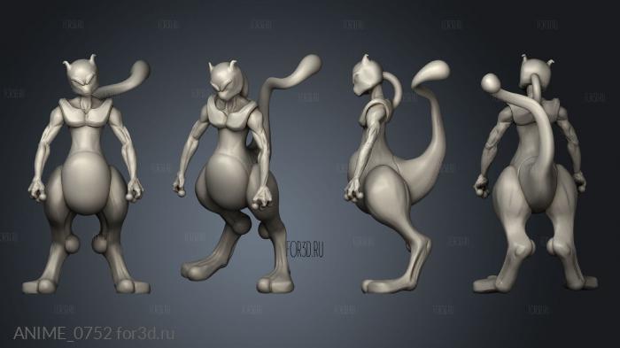 Mewtwo Cuerpo completo con adura stl model for CNC