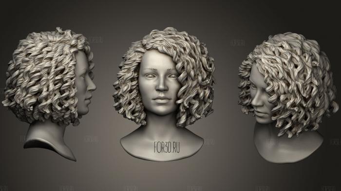 Female Head with Curly Hair 3d stl модель для ЧПУ