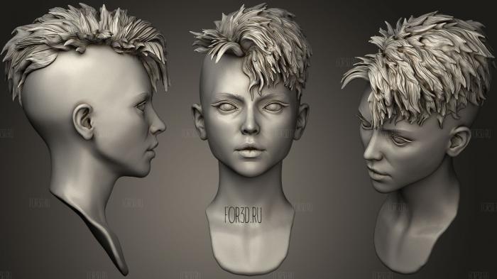 Женская голова с короткими волосами 3d stl модель для ЧПУ