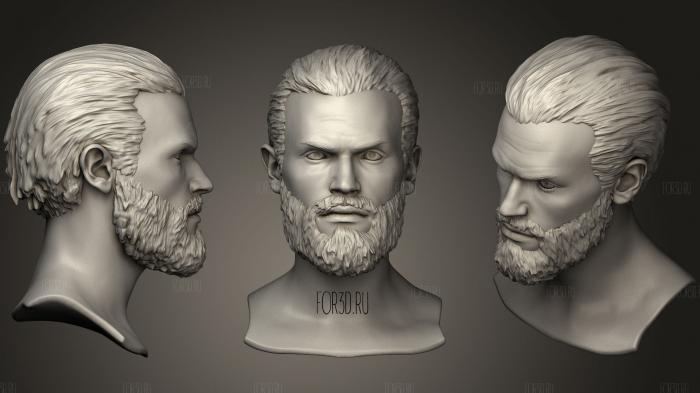 Male Head with Hair and Beard 3d stl модель для ЧПУ