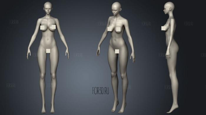 Base body Female Anime style stl model for CNC