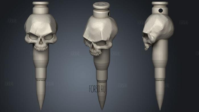 Bullet scar skull stl model for CNC