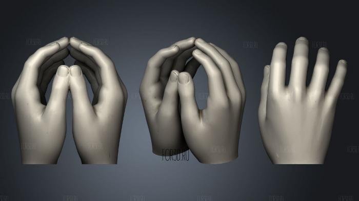 The hand with the fingers together stl model for CNC