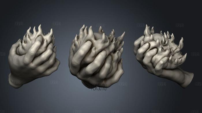 Hand of a monkey like character with skull stl model for CNC