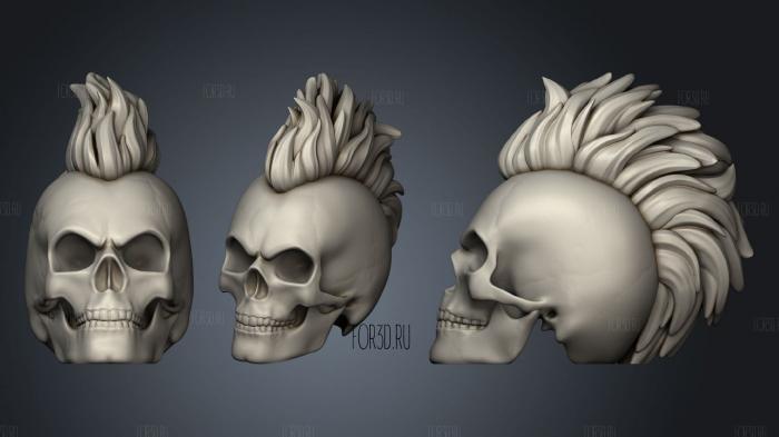 Long Mohawk Punk Skull stl model for CNC
