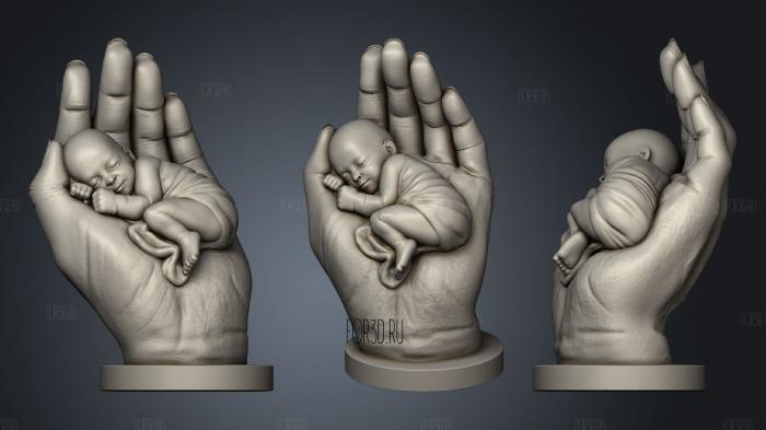 Baby on the palm of your hand stl model for CNC