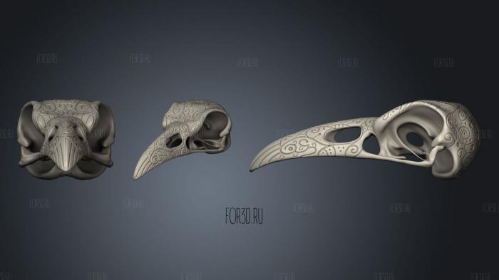 Raven Skull With Motif stl model for CNC