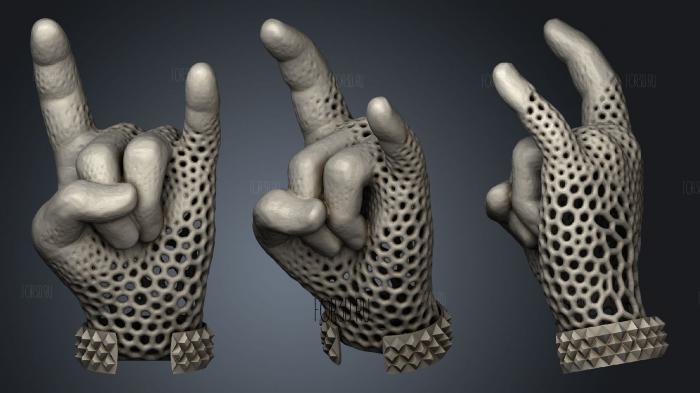 Rock and Roll hand voronoi stl model for CNC