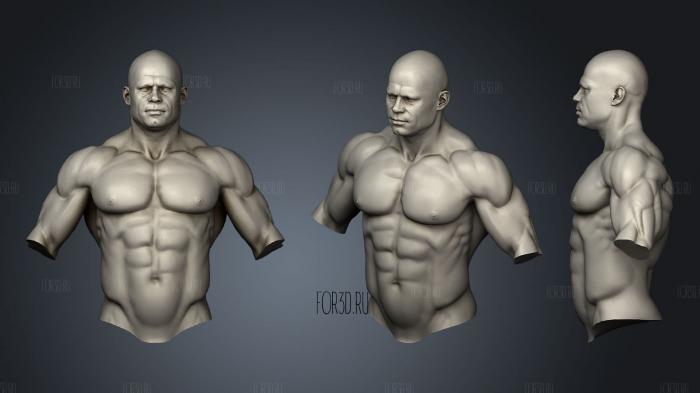 Sculpt male body muscular stl model for CNC