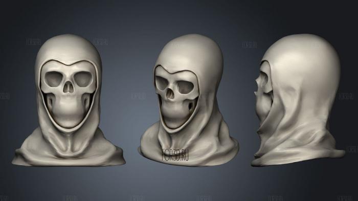 Skeleton head bust Skull with fabric stl model for CNC