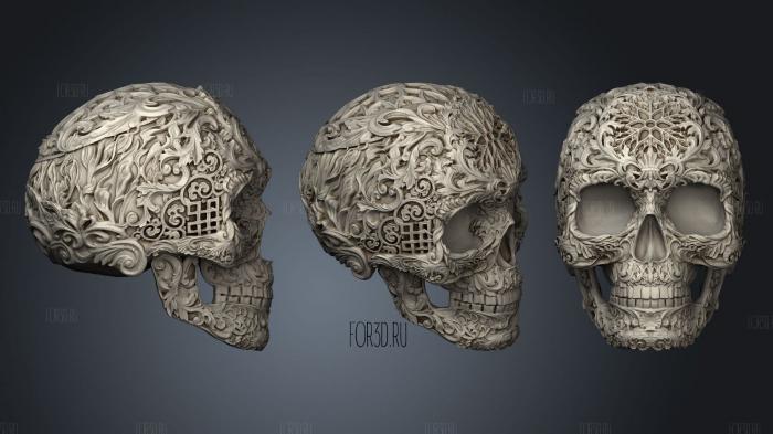 Skull ornamental 2 stl model for CNC