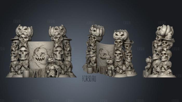 The Three Wise Skulls Litho stl model for CNC