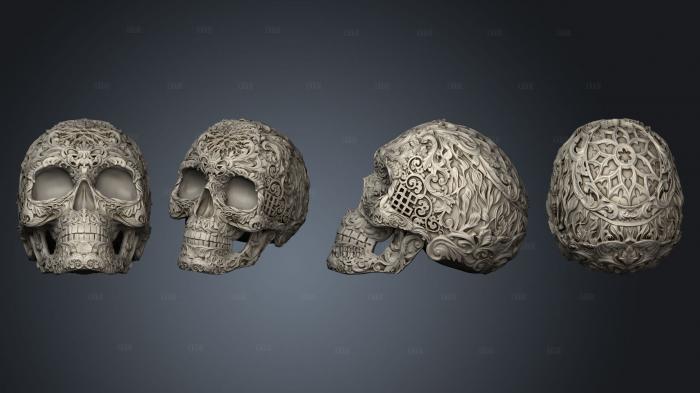 Skull Ornamental stl model for CNC