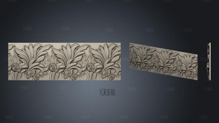 Cornice with flowers and bow 2 3d stl for CNC