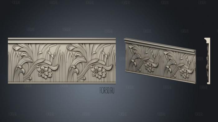 Cornice with flowers and bow 3d stl for CNC