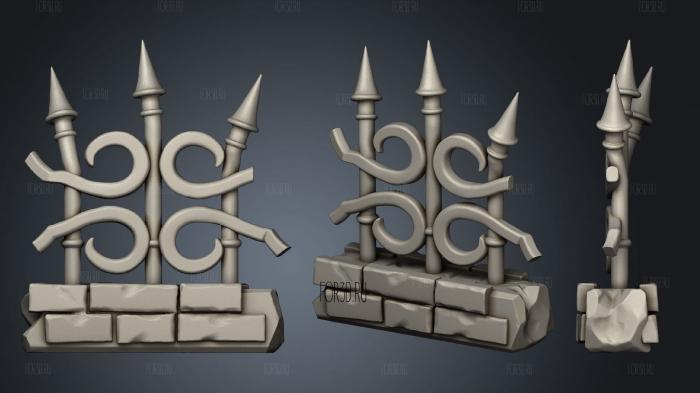 Battle Bases 3 Graveyard fence 02 stl model for CNC