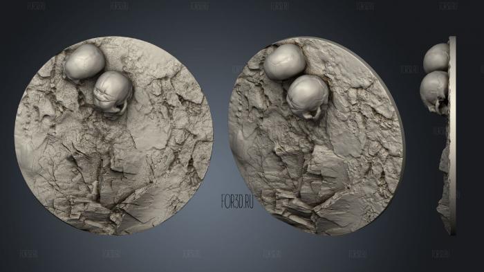 Round Top Bases 25mm 02 stl model for CNC