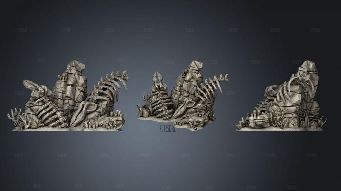 Wreckage and Giant Bits Whale Skeletons stl model for CNC