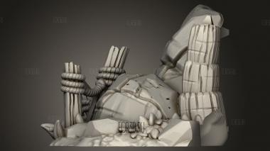 Пляжный Ландшафт Ядро Скалы Из Пальмовых Деревьев Внизу Справа 3d stl модель для ЧПУ