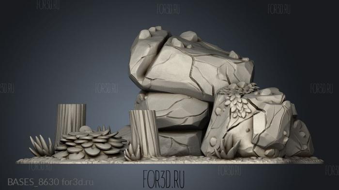 Forest Terrain Core Two Pines stl model for CNC