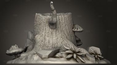 Пень с веткой 3d stl модель для ЧПУ