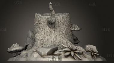 Пень с камнями 3d stl модель для ЧПУ