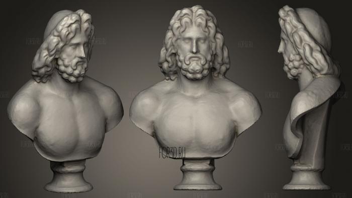 Colossal marble bust of Zeus stl model for CNC
