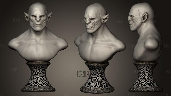 Azog bust likeness study stl model for CNC