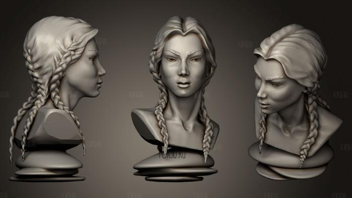 Bust of an asian girl stl model for CNC