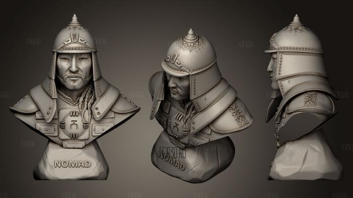 Bust of Genghis Khan stl model for CNC