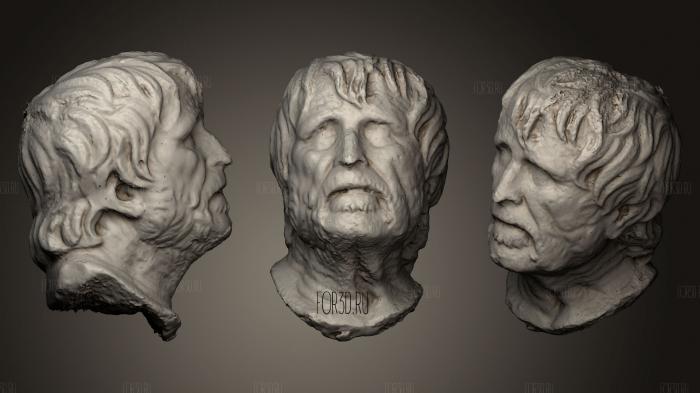 Marble head of an old man stl model for CNC