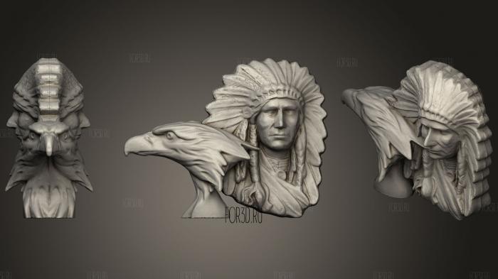 Indian Chief With Eagle stl model for CNC