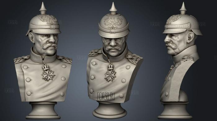 Prussian General Bust stl model for CNC