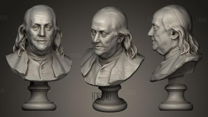 Benjamin Franklin thin plinth stl model for CNC