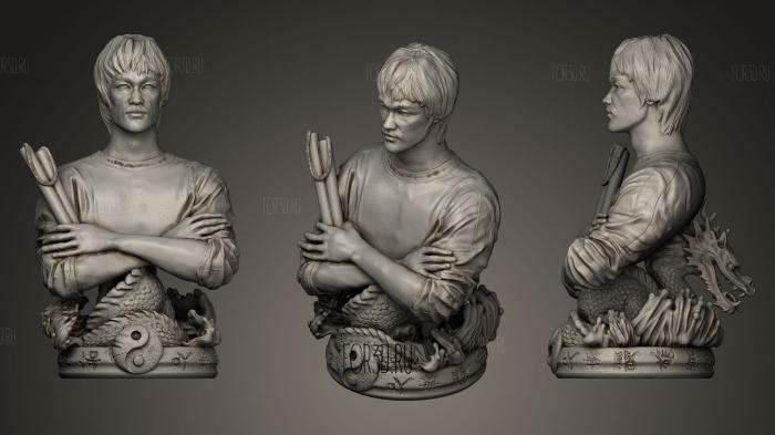 Bruce Lee with nunchucks stl model for CNC